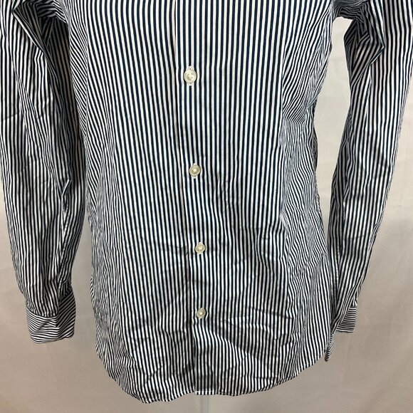 Club Monaco Slim Fit Men's Shirt XS Blue White Stripe Button Front Long Sleeve - Picture 4 of 11